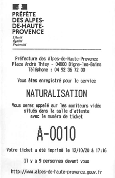ticket gestion file attente imprimé numéro numéroté papier thermique extratime accueil préfecture Alpes