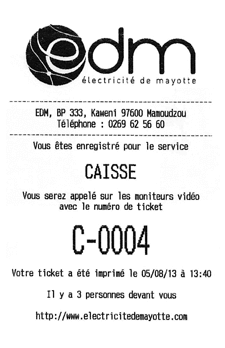 ticket gestion file attente imprimé numéro numéroté papier thermique extratime accueil edm Mayotte