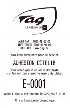 ticket gestion file attente imprimé numéro numéroté papier extratime accueil réseau bus TAG