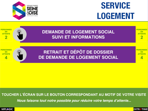 Interface ordinateur PC gestion file attente extratime Grand Paris Seine et Oise